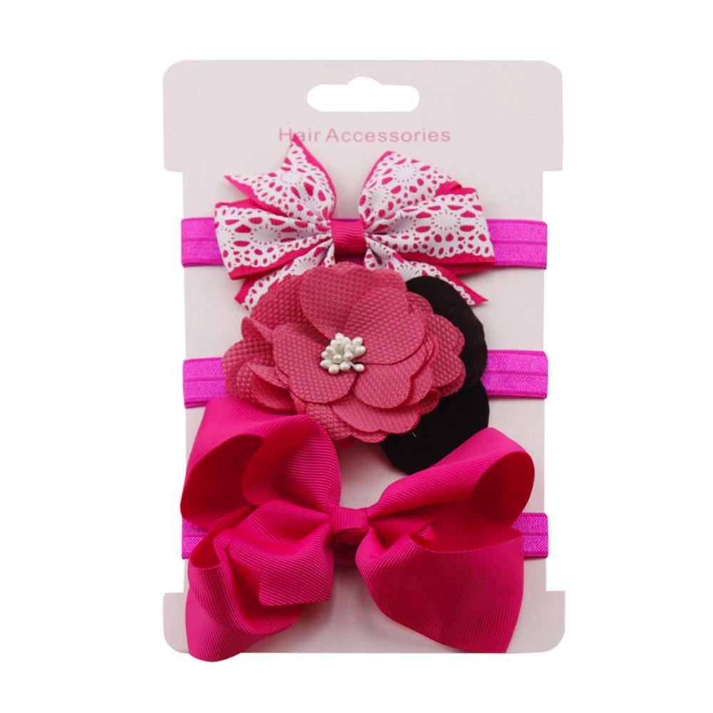 3Pcs Kids Elastic Floral Headband Hair Girls Baby Bowknot Hairband Set
