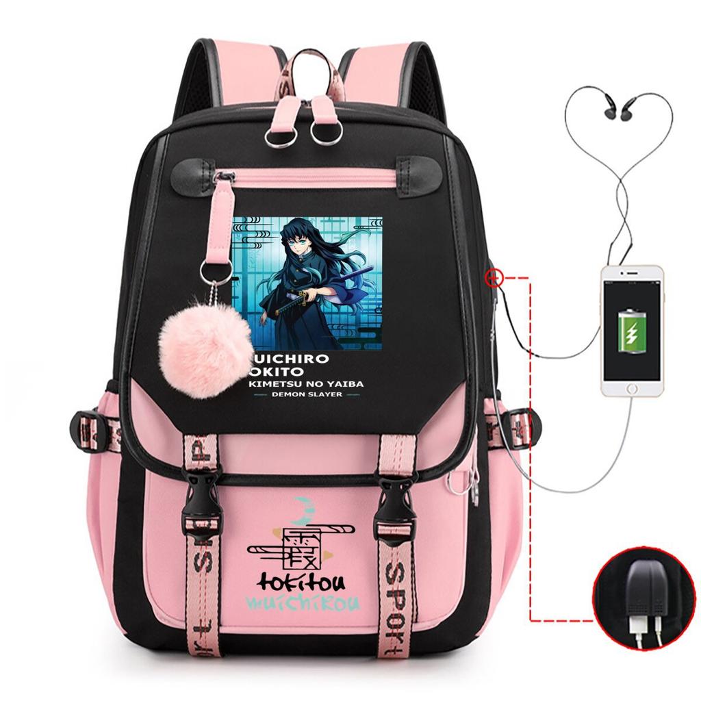 New Animation Schoolbag Children's Contrasting Colors Neutral Printed Primary and Secondary School Students Leisure Backpack with USB Port