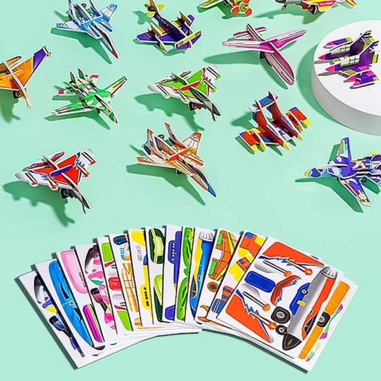 100 Teile/satz Kinder 3D Cartoon Puzzle Tier Dinosaurier Flugzeug Lernen DIY 3D Jigsaw Puzzle Pädagogisches Montage Spielzeug Kleinkinder Jungen Mädchen Geschenk