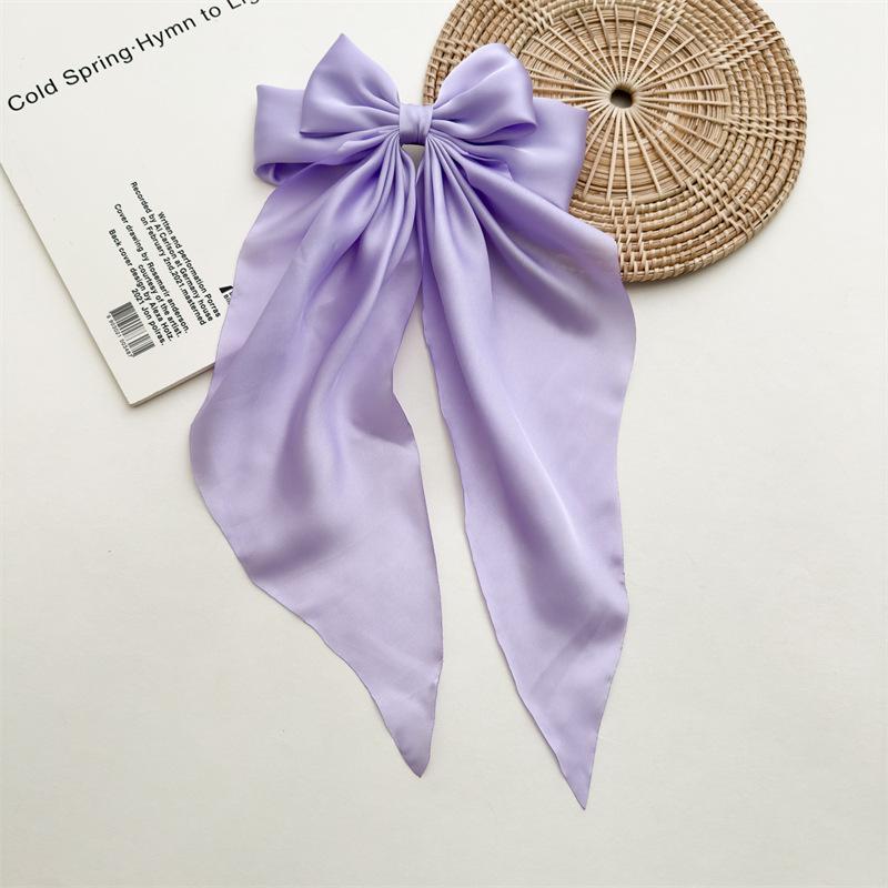 Hairpin Style Bow Double-layered Ribbon Long Tail Tassel Fashionable Lady's Spring Clip Hair Accessory