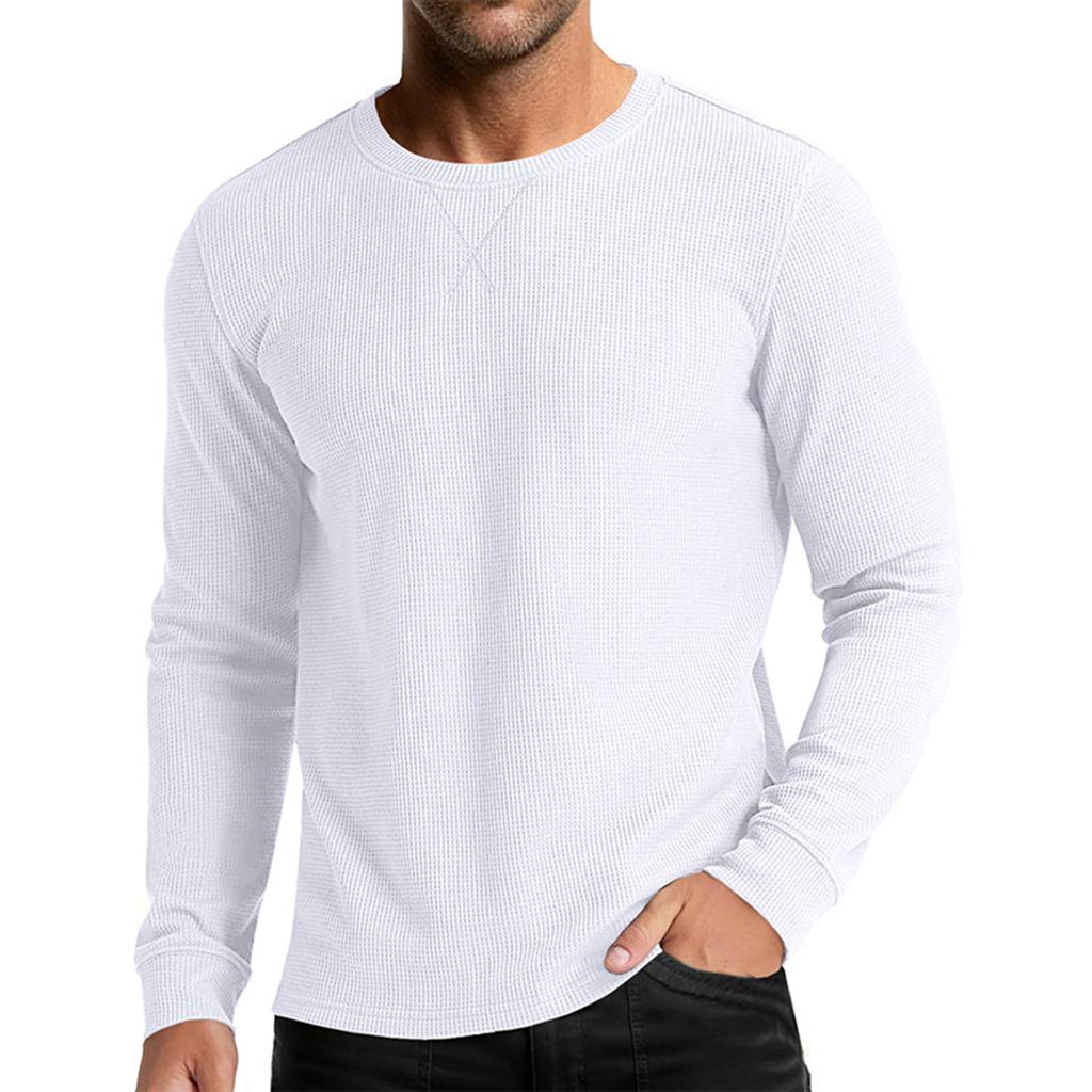 Men's Sporty Casual Round Neck Long Sleeve T-Shirt Knit Base Layer Top