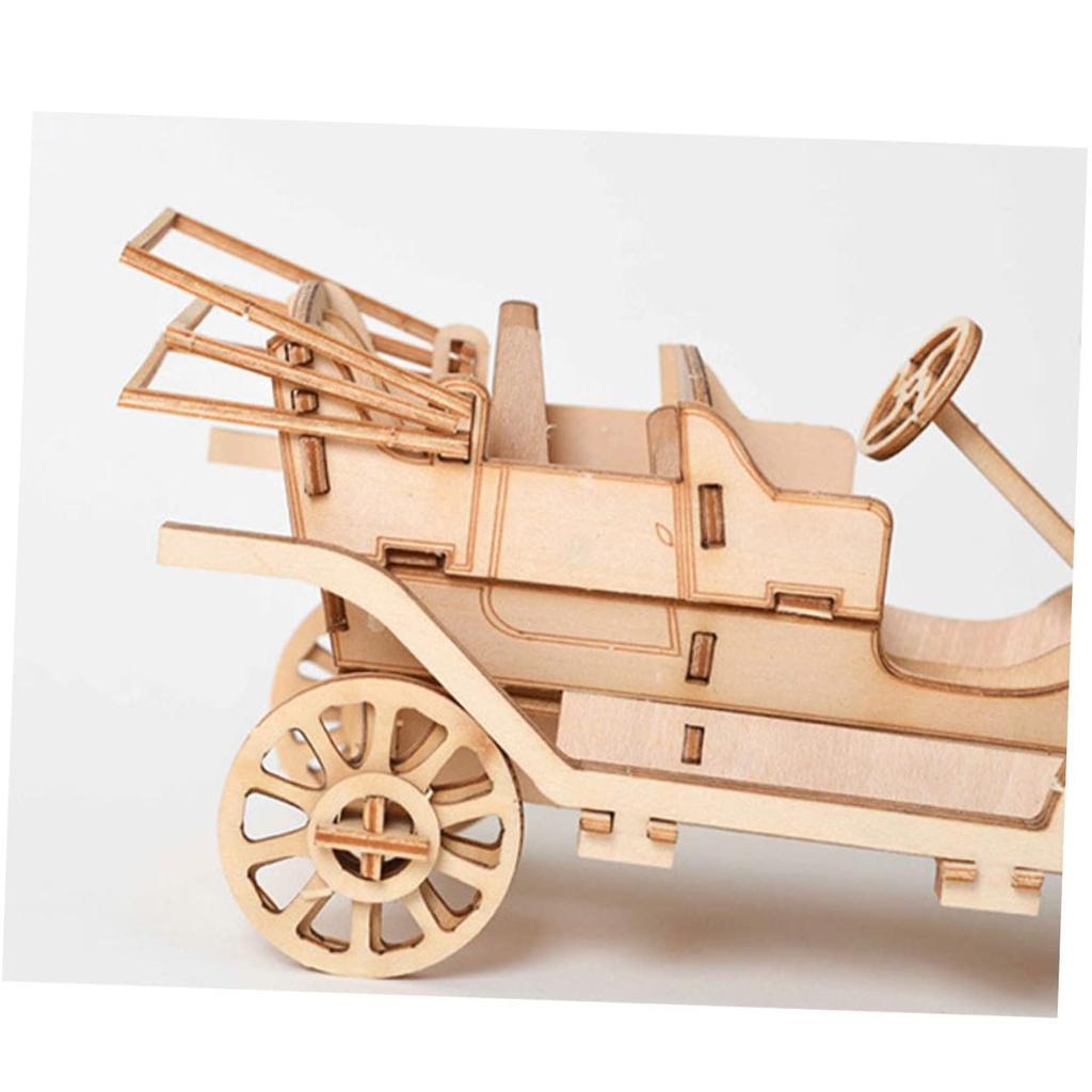 Totority 3D Wooden Puzzle Train Craft 3D Puzzle Assembly Educational Brain Gift for Boys and Girls 3-Piece Set Car, Boat, - Kit, Toy, Paintable,