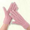 New Women's Knitted Thermal Gloves Winter Outdoor Windproof and Cold Proof Thickened Piled Driving Touch Screen Wool Gloves