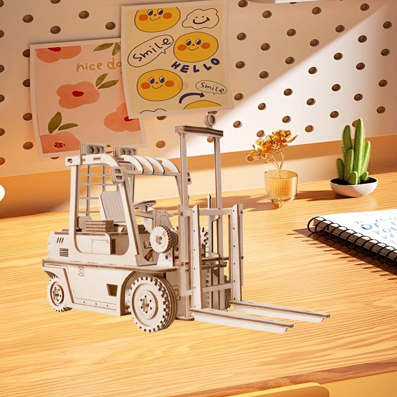 3D Wooden Puzzle for Adults Forklift Engineering Vehicle Building Block Mechanical Car Model Kits STEM Toy Gift for Kids Boys