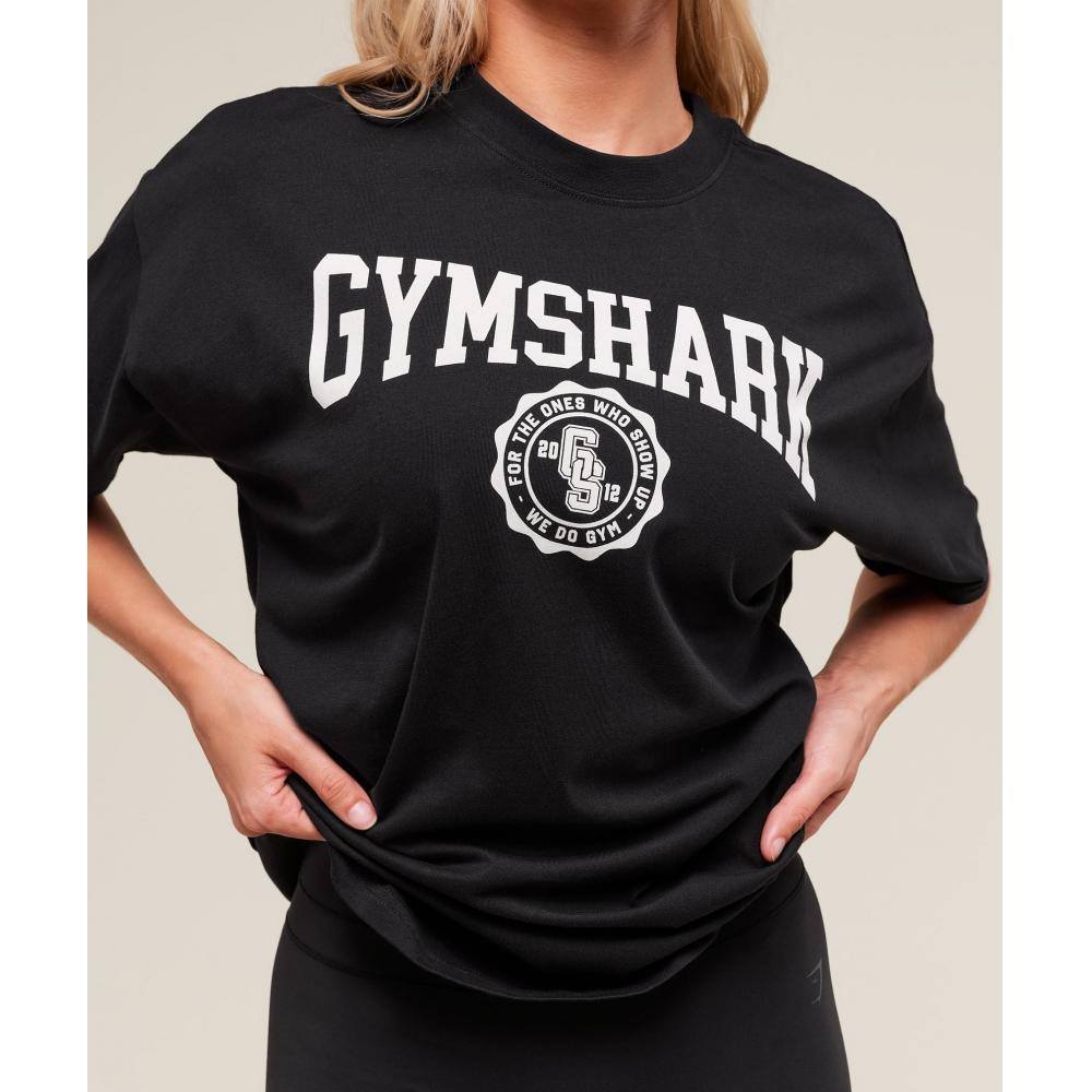 Gymshark CollegiaTe Graphic T shirT Black B3c4g Bb2j