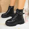 Autumn and Winter New European and American Wind Rivets Belt Buckles Thick-soled Small Short Boots Large Size Martin Boots Women