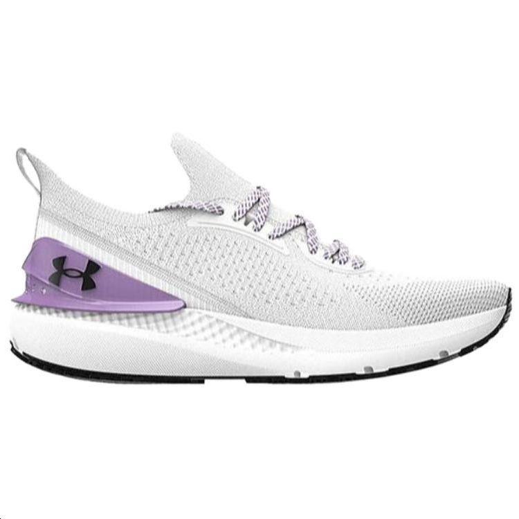 Under Armour Comfortable Sports Fabric Shock Absorbing Durable Low Top Training Running Shoes Women Sneaker White Purple 3027777-100