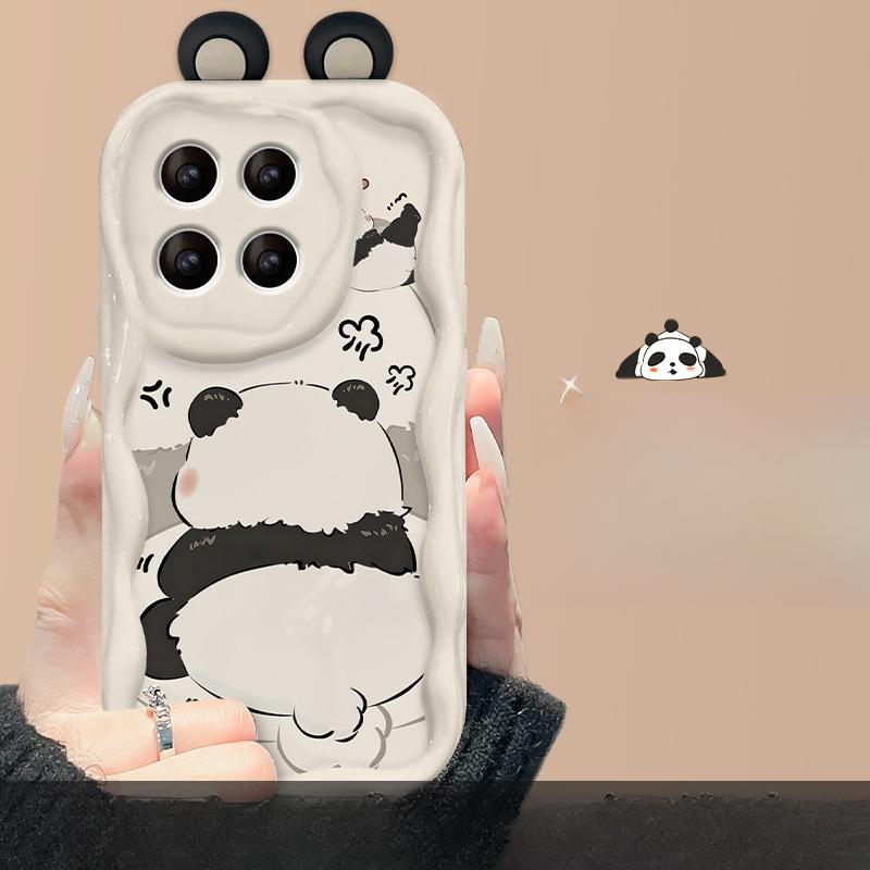 Angry Panda Lanyard Suitable for Xiaomi 14/13pro Mobile Phone Case Vivos18 Silicone Redmi K70 Anti-fall X100