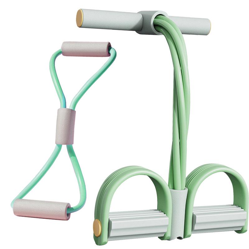 

Резинка-восьмерка с педалью для ног - Четырехтрубный тренажер для пресса и раскрытия спины для йоги и фитнеса.