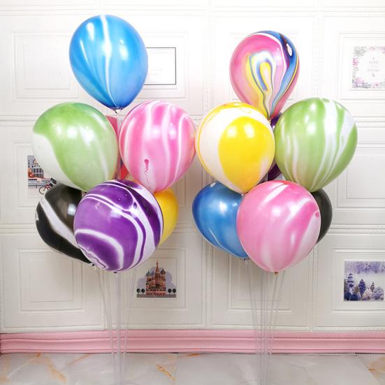 10Pcs/Set 10-inch Party Balloon Marble Agate Pattern Leakproof Anti-burst Thicker Strong Wedding Party Decor Latex Balloon Party Supplies