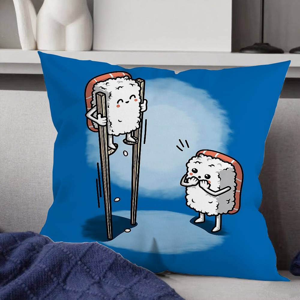 Cartoon Schattig Sushi Kussenhoes Sierkussenhoes Scandinavische Vintage Stijl Kussenhoezen Woonkamer Sofa Bank Zitdecor