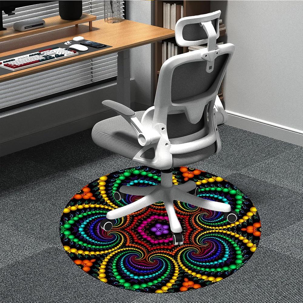 

1pc Psychedelic Pattern Chair Carpet for Office Non-Slip, Machine Washable Rug for Office - Holiday DecorMachine Made yy251029021 80cm by 80cm