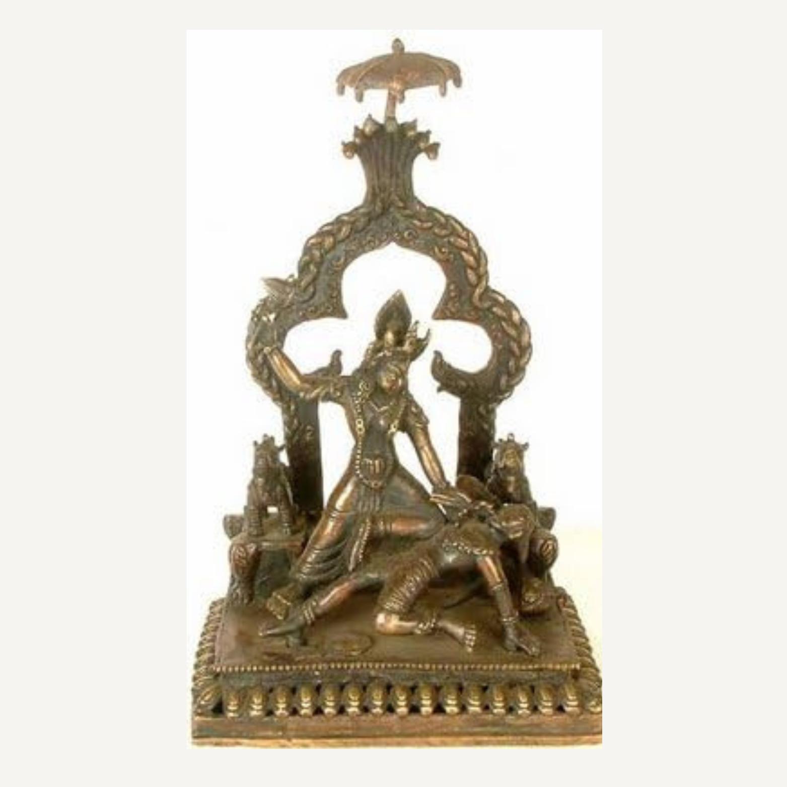 Ashtadhatu Mix Brass Made Shree Baglamukhi Mata Idol, Religious, Gold - 12 Cm