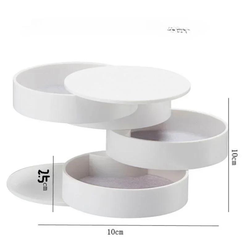 Creative Jewelry Storage Box New Design Fashion 4-Layer Rotatable Jewelry Accessory Storage Tray with Lid Women Birthday Gift