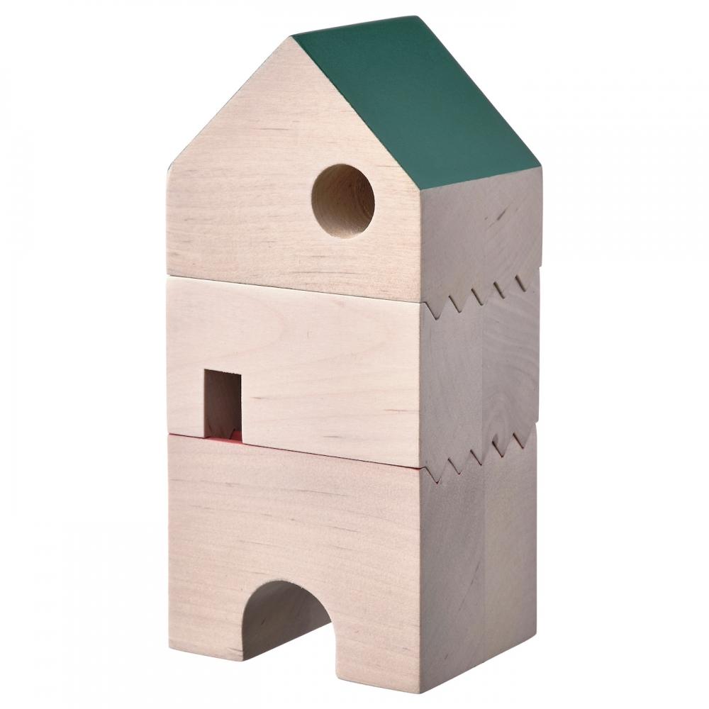 

IKEA F LTL NN декоративный набор домиков из 3-х предметов из массива дерева, разноцветный