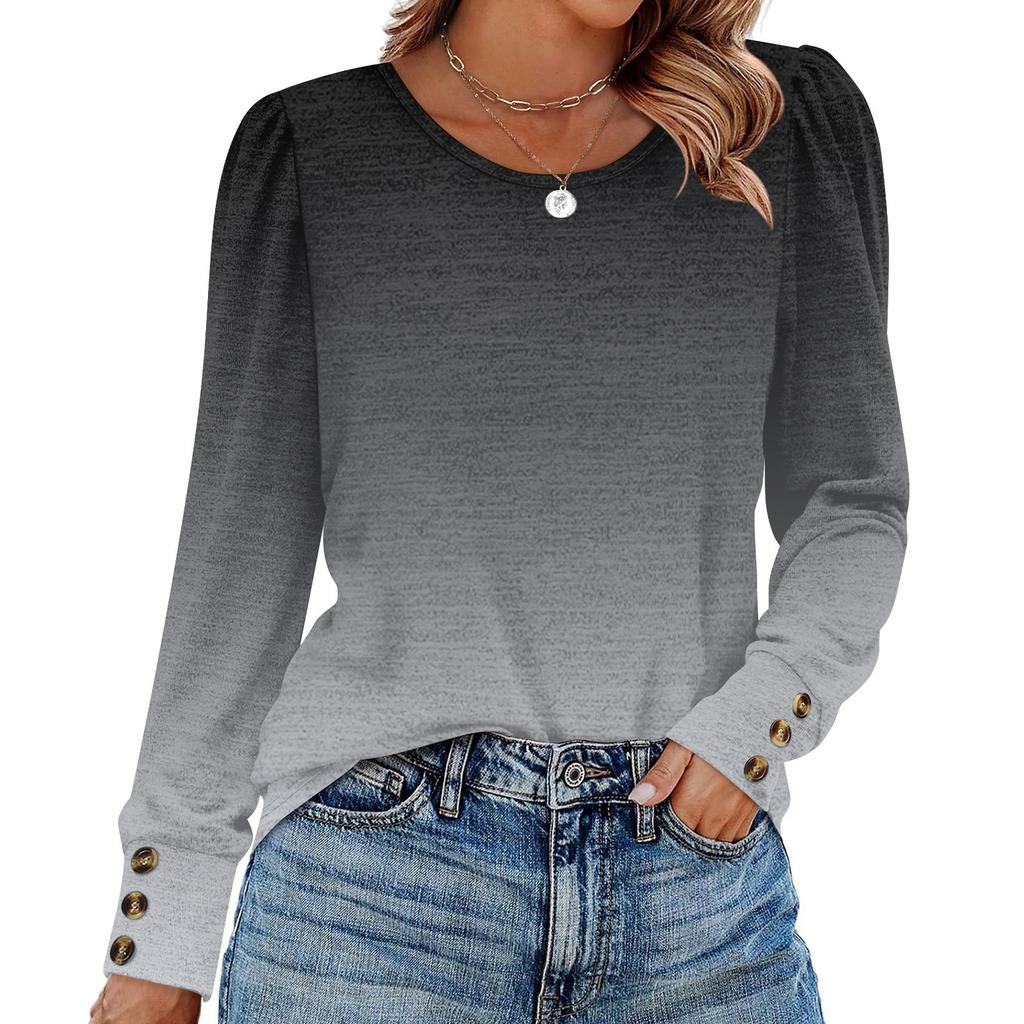 Women's gradient fashion long-sleeved top