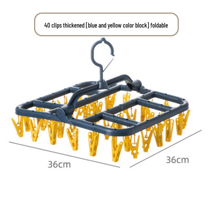 40-Clip Windproof Sock & Underwear Drying Rack with Multi-Clip Hanger