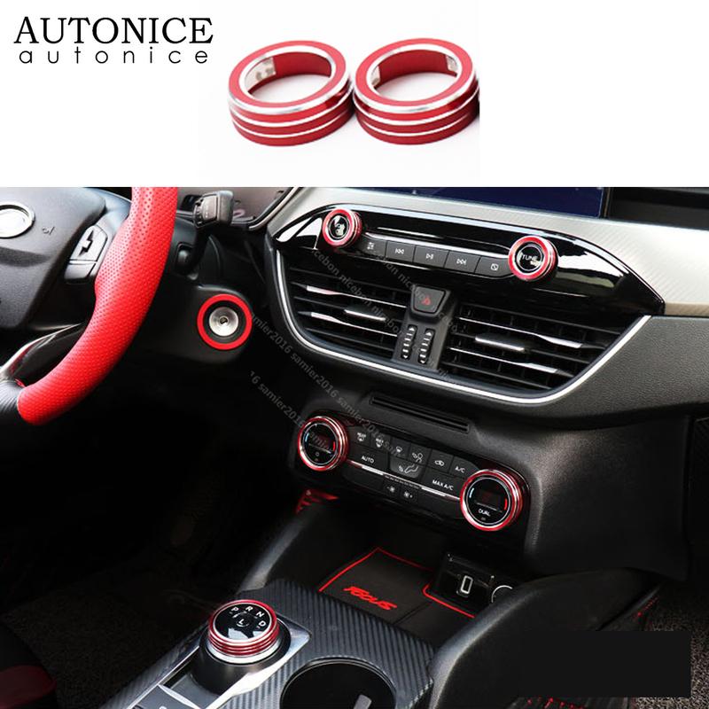 Fit For Ford Focus RED 2pcs Aluminum Alloy Volume Button Controller Cover