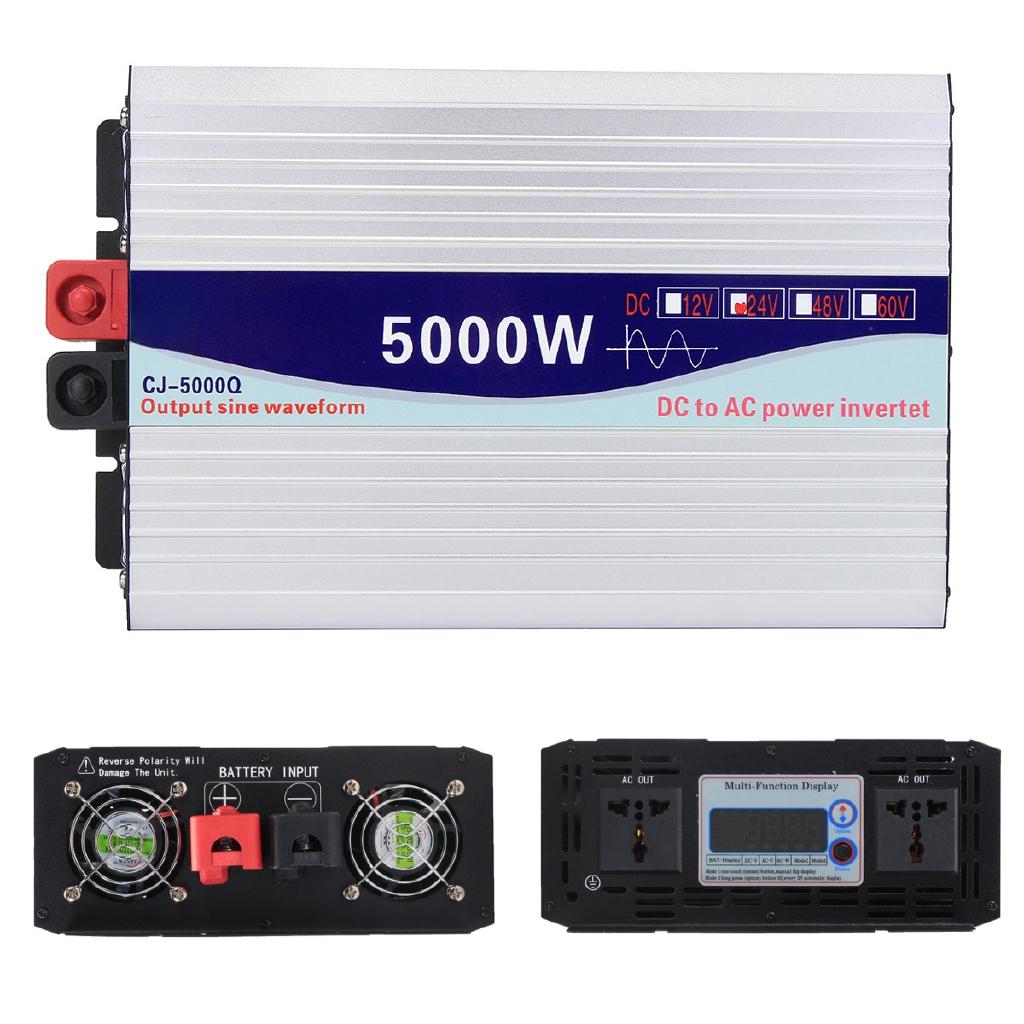 3000W/4000W/5000W/6000W Intelligent Screen Pure Sine Wave Power Inverter  Converter Adapter LCD Screen 12V/24V To 220V