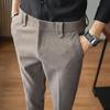 Men's Slim Woolen Trousers: Autumn/Winter Business Casual or Formal Tweed Nine-Point Pants