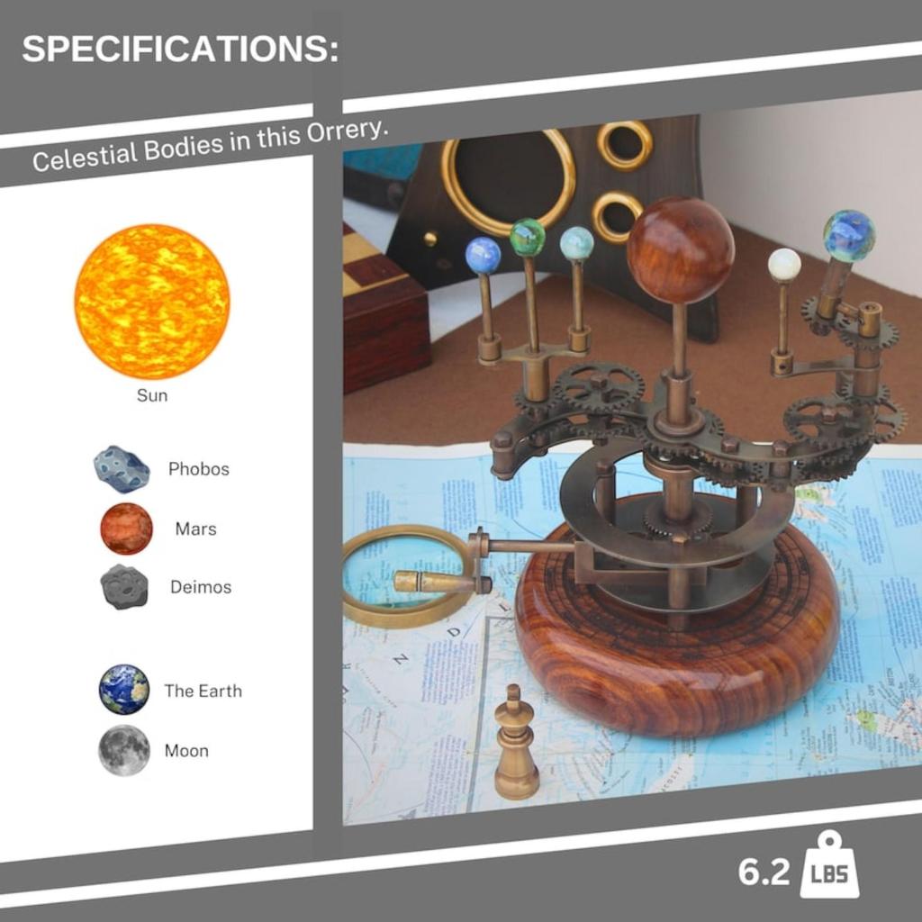 Antique Orrery Vintage Home Decor Solar System Model Perfect Housewarming Gift, Gift for Husband, Tellurion, Elegant Functional Décor