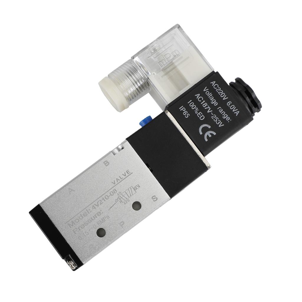 4V210-08 5 Way 2 Position Ac 220V Pneumatic Electric Solenoid Air Valve