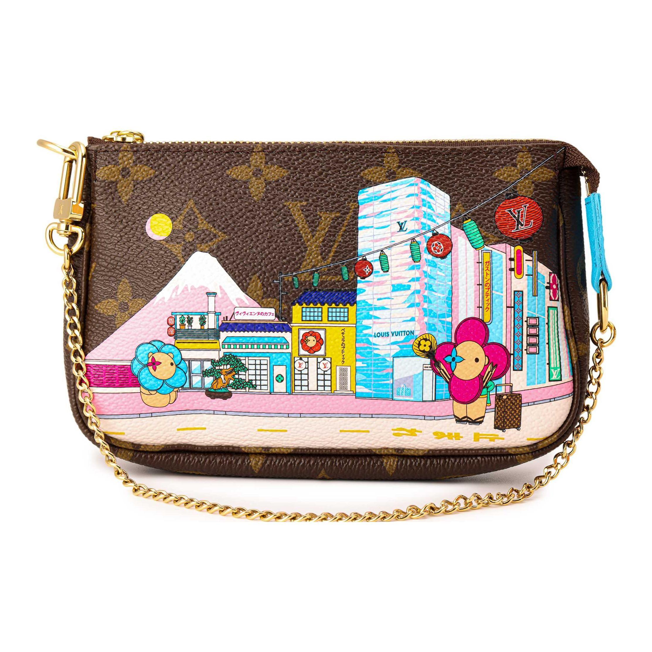

Louis Vuitton Pochette Accessoires Vintage Monogram Graffiti Print Chain Shoulder Strap Fabric Shoulder Bag Women Shoulder Bag Brown M81637 Box(Basic Set+Box)