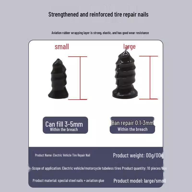 Quick Tire Repair Kit: Mushroom Rubber Nails for Cars & Electric Vehicles
