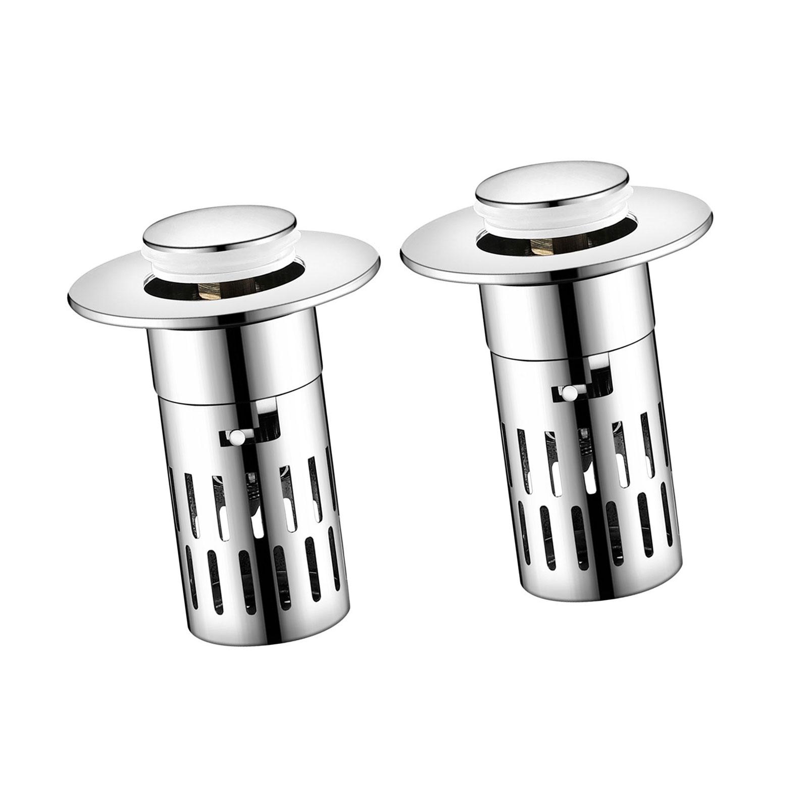 

Bathroom Sink Stopper with Pop Up Design & Removable Steel Strainer Basket Hair Catcher Home Bathroom Accessories A