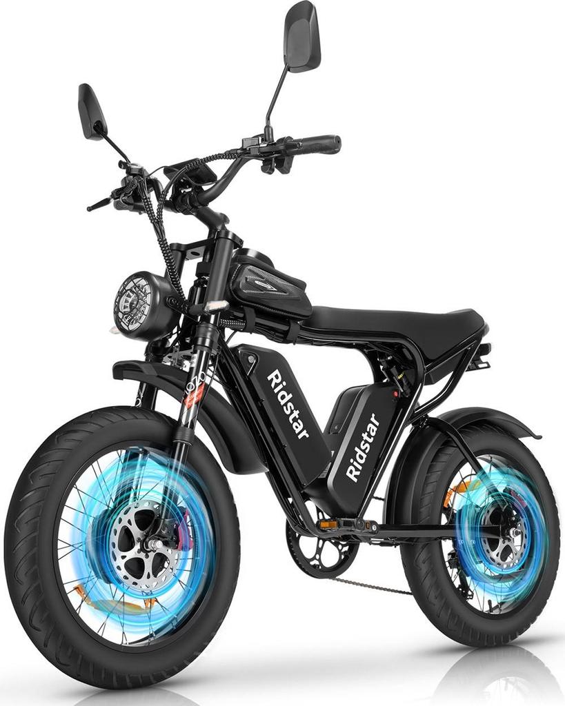 Ridstar Q20 Pro Off-road Electric Bike, 20*4 Inch Fat Tires, 2*1000W Motor, 52V 20AH Dual Battery, 34mph Max Speed