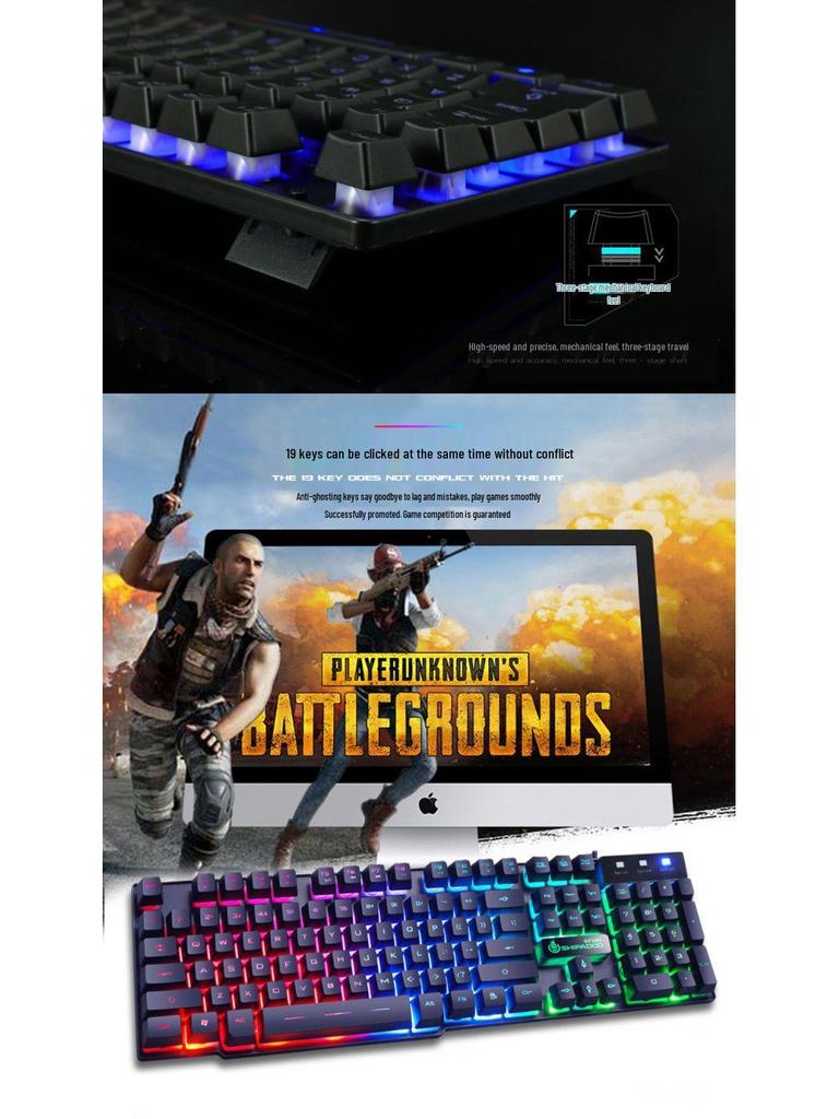 2024 New Luminous Rainbow Backlit Keyboard & Mouse Set with Mechanical Feel