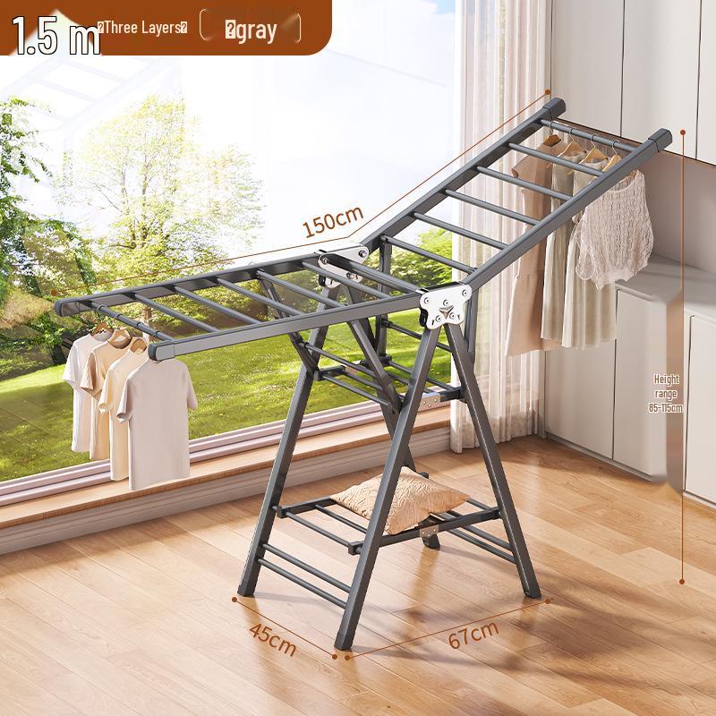 Adjustable Foldable Clothes Drying Rack for Indoor/Outdoor Use - Ideal for Bedroom, Balcony, and Baby Items.