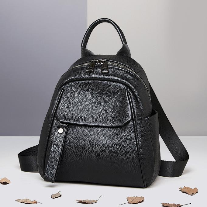 Trendy Leather Backpack Purse - Convertible Crossbody Bag (Small Size) S чёрный