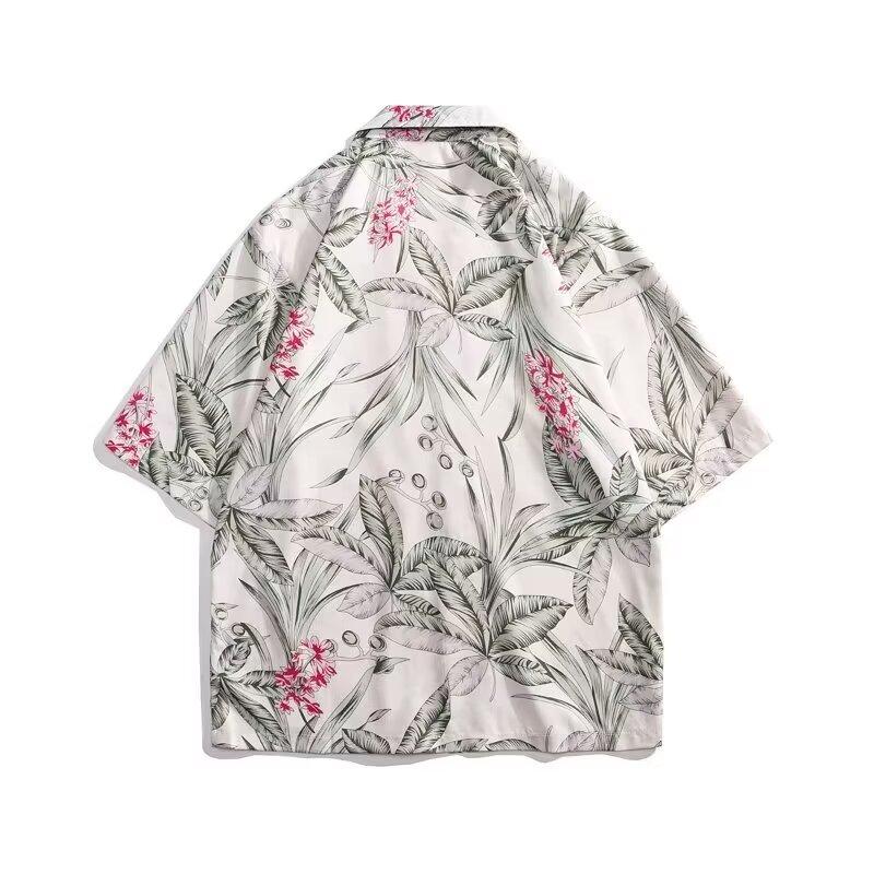 

2024 Винтажная мужская рубашка, летняя повседневная студенческая свободная нишевая мужская рубашка для верхней одежды 3XL белый