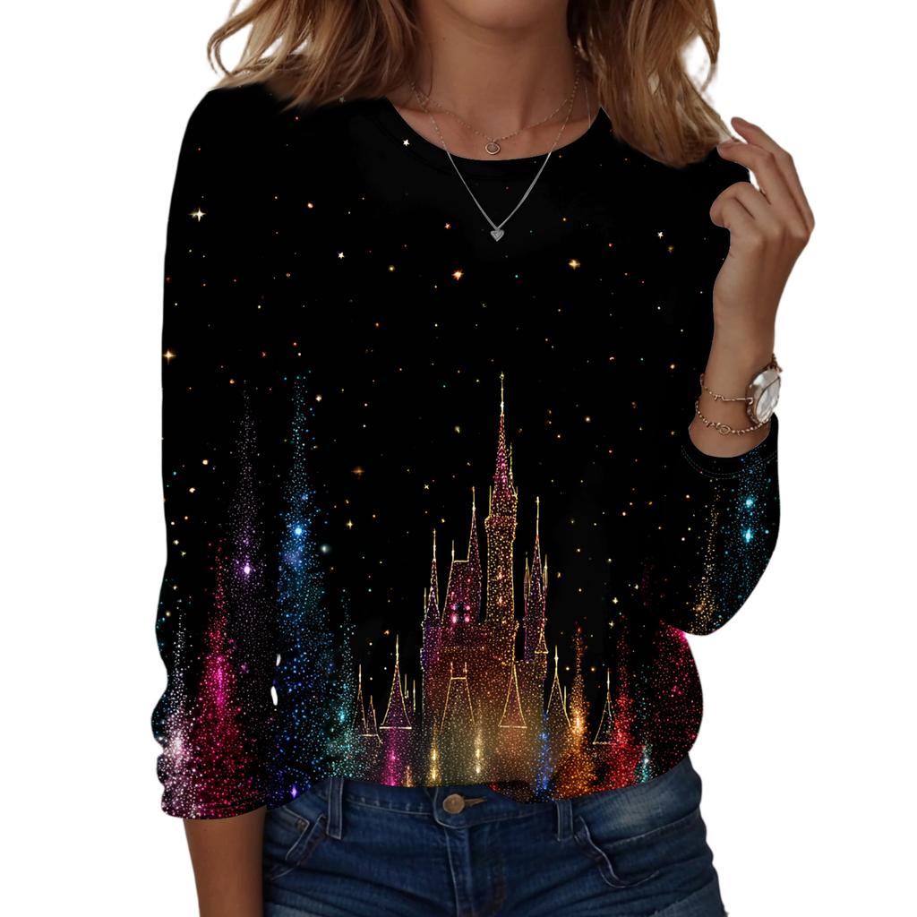 Long Sleeve Shirts For Women Cute Print Graphic Tees Blouses Casual Plus Size Basic Tops Pullover