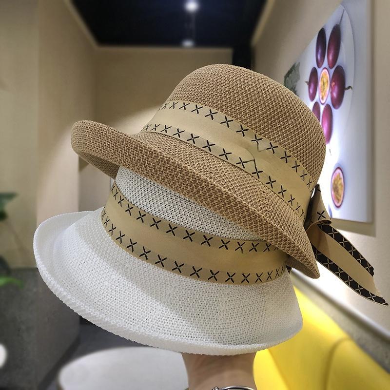 Designer Linen Breathable Fisherman Hat Women's Fashion Bow Basin Hat Holiday Sun Protection Small Rim Fisherman Hat
