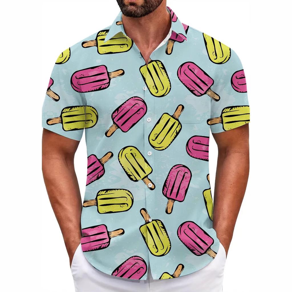Summer Flower Shirt Men'S Beach Large Size Casual Hawaiian Vintage Digital Printing Short Sleeve Men'S Shirt