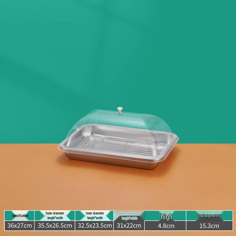 Gannian Stainless Steel Roasting Tray with Oil Drain Rack & Lid