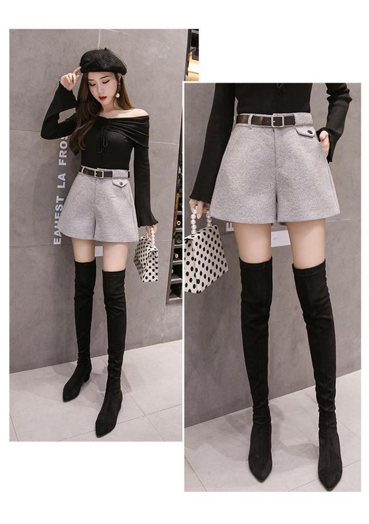 Women's Casual High-Waisted Wool-Blend Wide-Leg Shorts - Early Autumn/Winter 2026