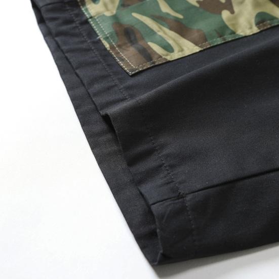 Men Cargo Shorts Mid-rise Button Zipper Fly Casual Shorts with Multi Pockets Solid Color Straight Wide Leg Summer Shorts