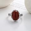 Adjustable Open Ring Women Men Vintage Red Agate Style Geometric Boho Statement Jewelry