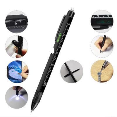Multi-purpose Tool Pen Men LED Light Screwdriver Ruler Stylus Level Bottle Opener Gadgets 9-in-1 Multitool Pen
