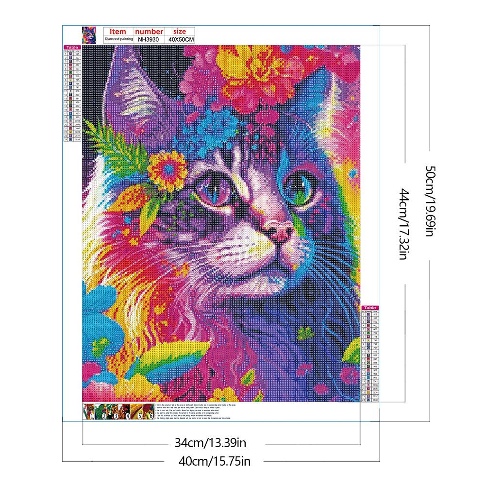 5D DIY Full Round Drill Diamond Painting Coloured Animal Kit Home Decoration