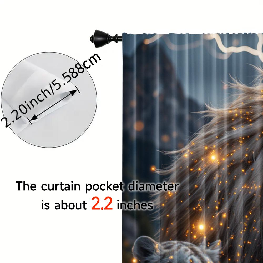 2pcs   Spring Summer Curtains Lion Sheer Curtains Versatile Polyester Festive Ldeal for Bedroom Living Room Study Room Office