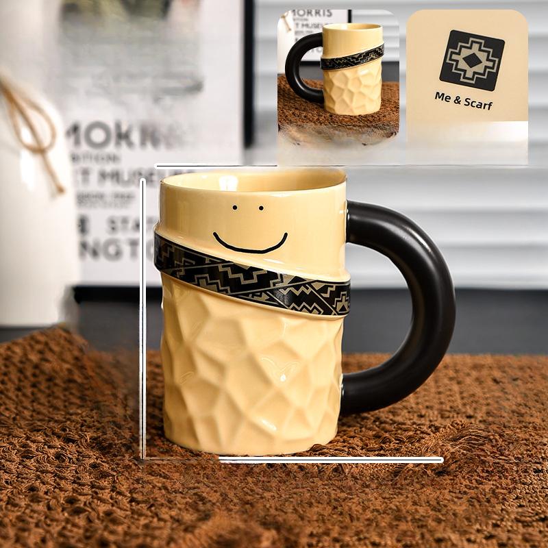 Couple Mug Design Niche Ceramic Cup for Household Drinking Water with High Appearance Cute Water Cup for Girls Office Workers