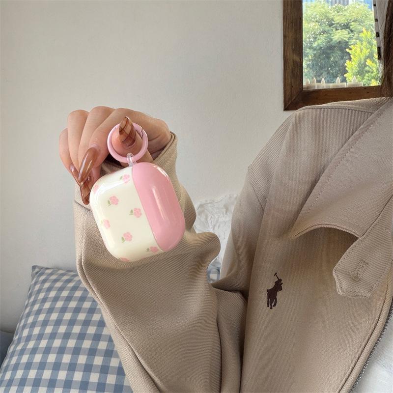 Korean pink flower AirpodsPro1 earphone case for Apple 1/1/1 generation wireless Bluetooth case soft