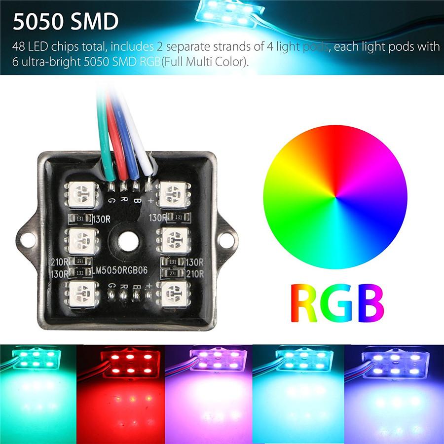 Universal 8Pc 48Led Led Rock Lights Under Body Led Lighting Truck Bed Cargo Lights  Atmosphere Light Rgb Rf Remote Control Waterproof