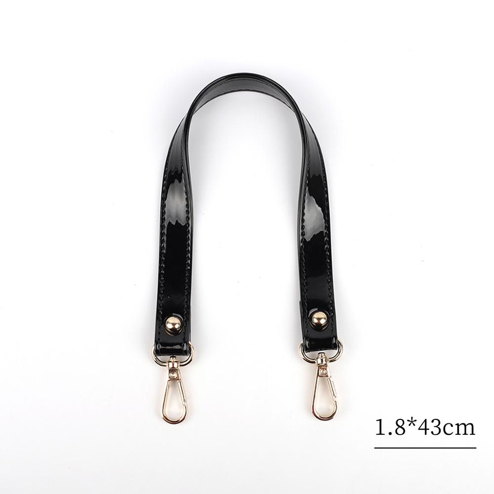 

Black Glossy Short Bag Strap With Silver Gold Black Hardware Short Shoulder Strap Handbag Strap PU Leather Bag Accessories