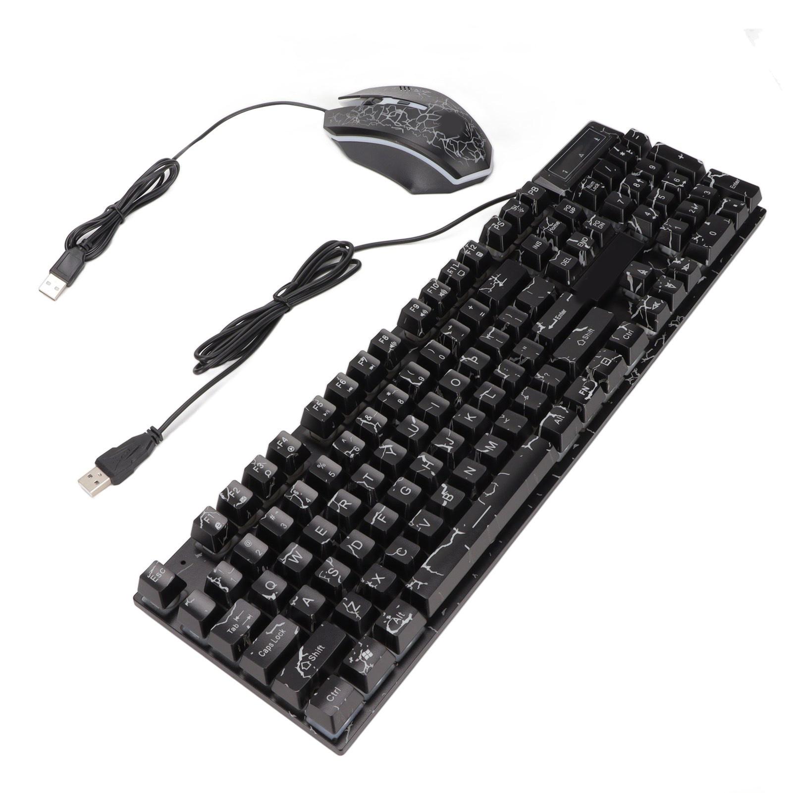 

USB Keyboard Mouse Combo Good Resilience Crack Colorful Backlight 104 Keys Clear Characters Gaming Keyboard Mouse Combo