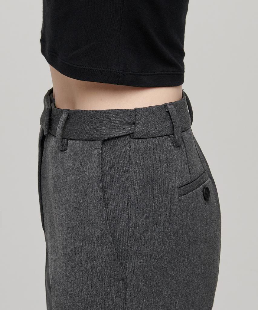 MUSINSA STANDARD WOMAN Women'S Heavyweight Fleece-Lined Straight Hidden Elastic Waist Slacks [Medium Gray]